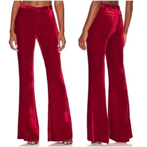 L'AGENCE Lane Velvet Flare‎ Pant Red Dahlia Silk Blend NWT Sz 2